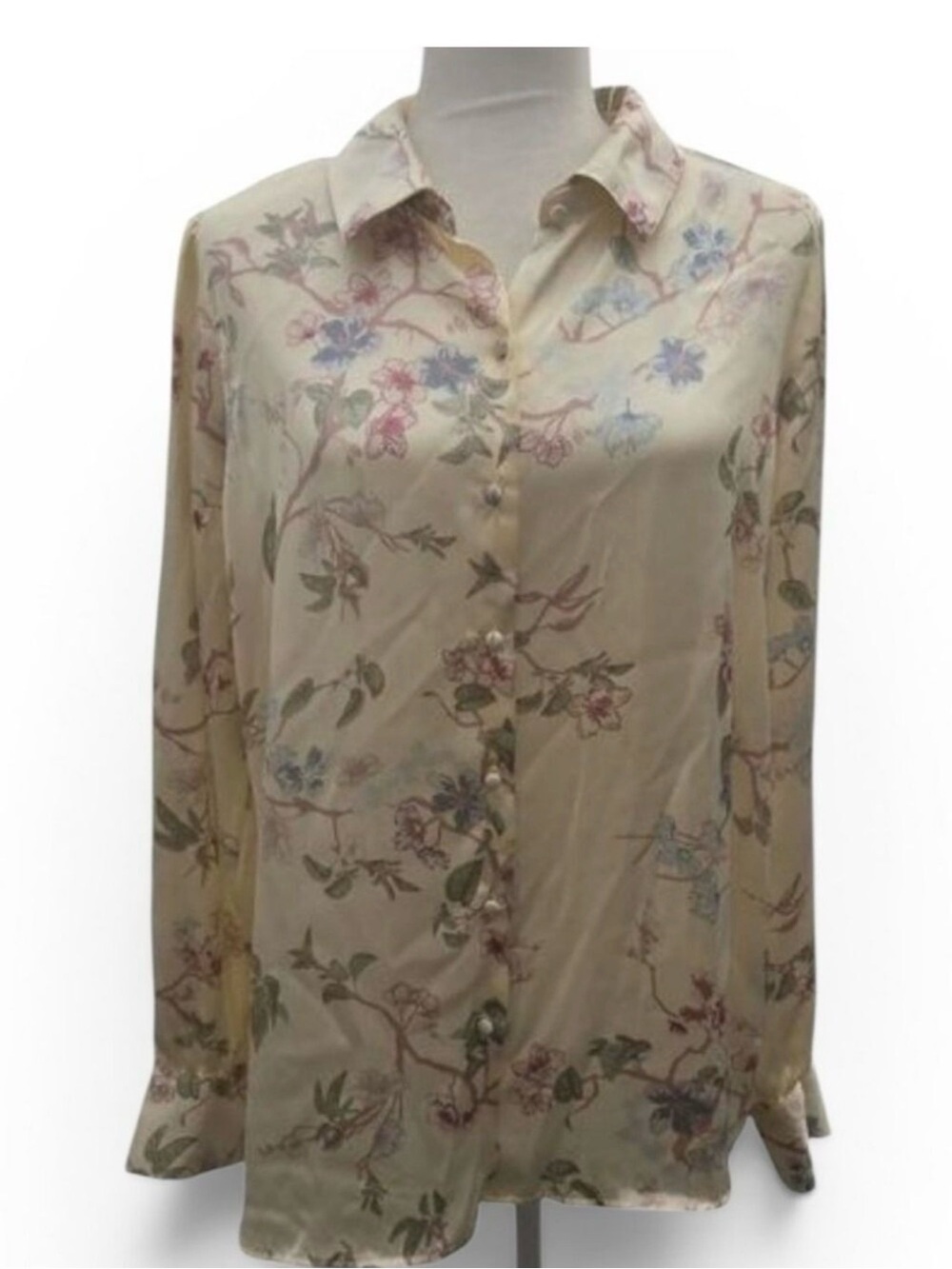 NWOT Haver+Blair London Floral Buttondown Soft & Silky Blouse! Beautiful! Large